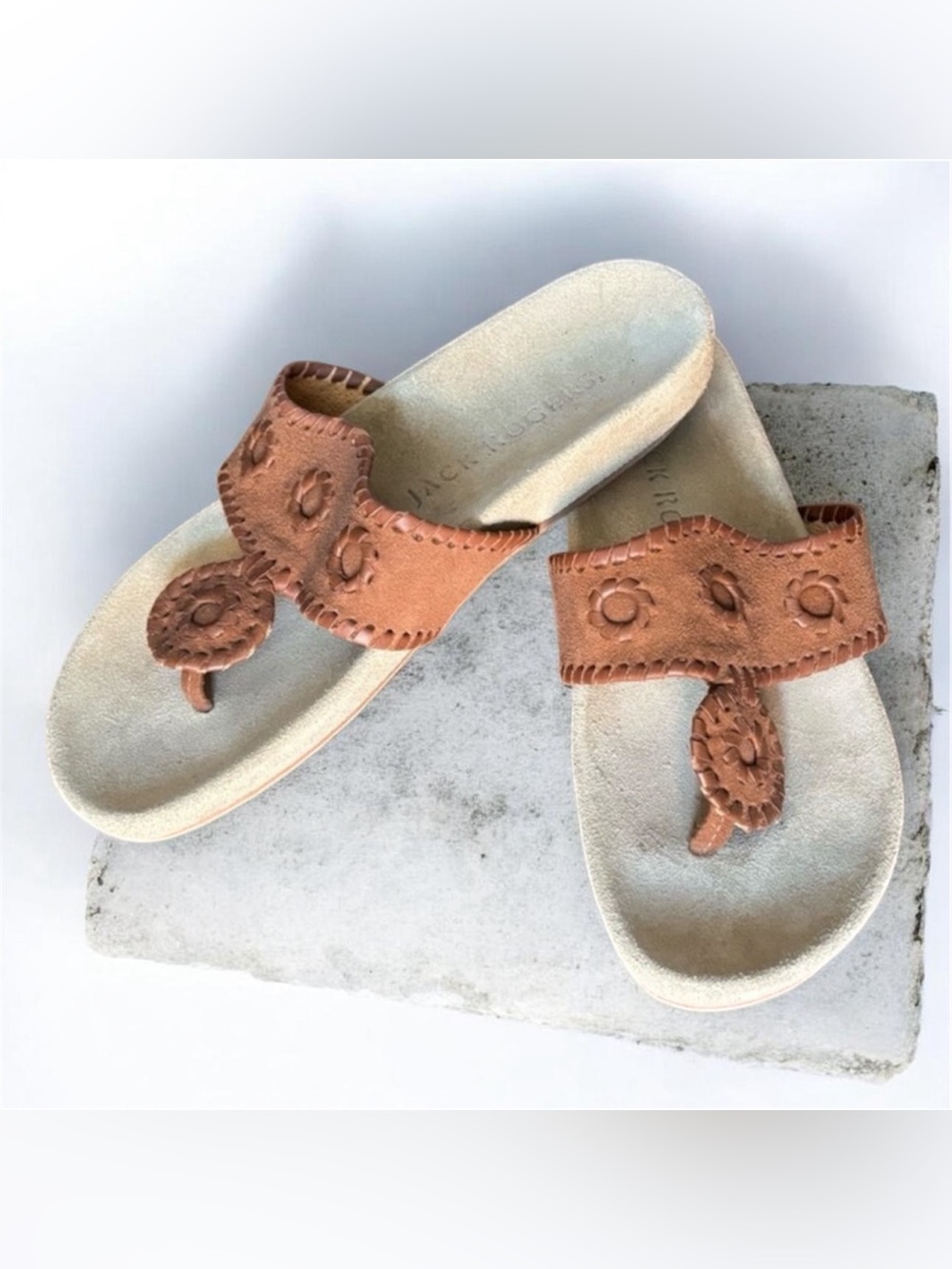 Jack Rogers Leather Comfort Jacks Sandal Brown | Size 6